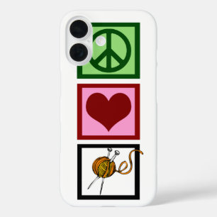 Peace Love Knitting iPhone 16 Hoesje