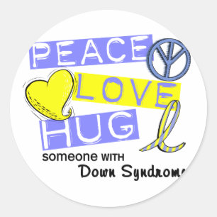 PEACE LOVE KNUFFEL Iemand Met Down Syndroom T-shir Ronde Sticker