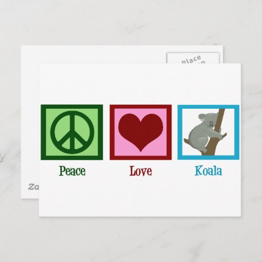 Peace Love Koala Beer Briefkaart (Voorkant / Achterkant)