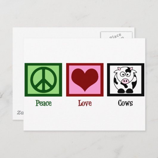 Peace Love Koeien Briefkaart (Voorkant / Achterkant)
