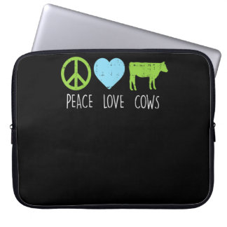 Peace Love Koeien Hippie Farming Dairy Farmer Laptop Sleeve