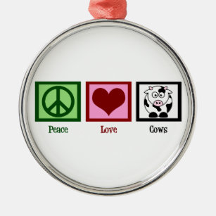 Peace Love Koeien Metalen Ornament