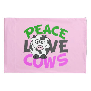 Peace Love Koeien (roze) Kussensloop
