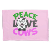 Peace Love Koeien (roze) Kussensloop (Voorkant)