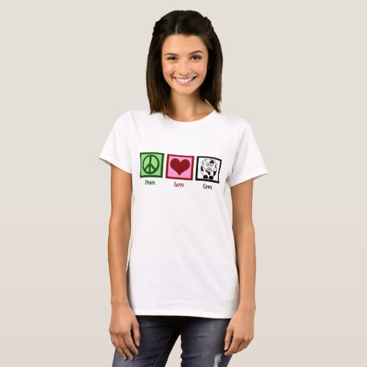 Peace Love Koeien T-shirt (Voorkant volledig)