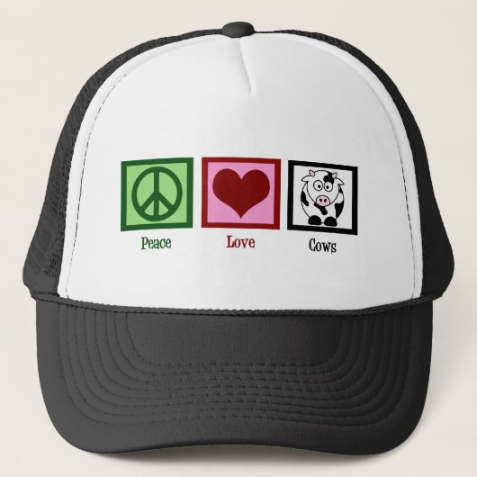 Peace Love Koeien Trucker Pet (Voorkant)