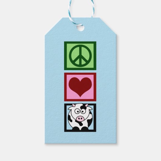 Peace Love Koeien (verticaal) Cadeaulabel (Voorkant)