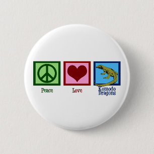 Peace Love Komodo Dragons Ronde Button 5,7 Cm