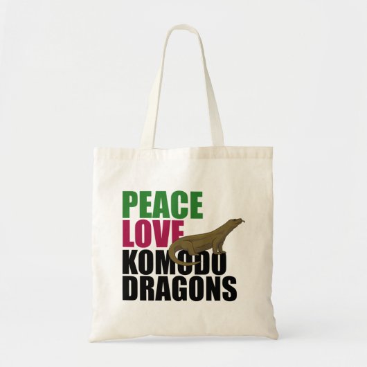 Peace Love Komodo Dragons Tote Bag (Voorkant)