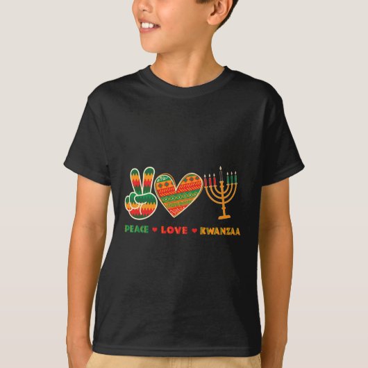 Peace Love Kwanzaa - Afro-Amerikaanse Erfgoedprijs T-shirt (Voorkant)