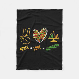 Peace Love Kwanzaa Kinara Afro-Amerikaans Zwart C Fleece Deken