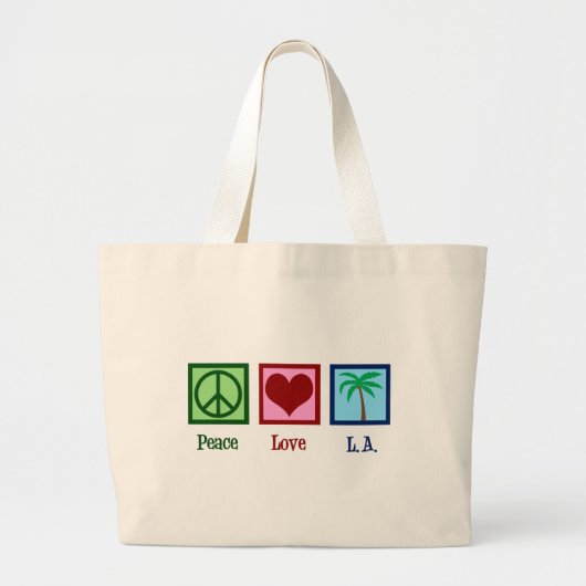 Peace Love L.A. Los Angeles Grote Tote Bag (Voorkant)