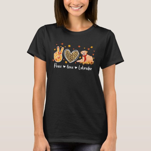 Peace Love Labrador Retriever Funny Fall Fall Leav T-shirt (Voorkant)