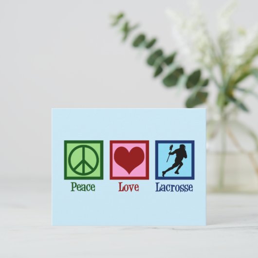 Peace Love Lacrosse Briefkaart (Staand voorkant)