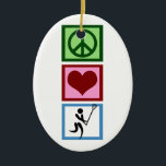 Peace Love Lacrosse Keramisch Ornament<br><div class="desc">Een vredesteken,  hart en een lacrosse speler.</div>