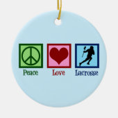 Peace Love Lacrosse Kerstmis Keramisch Ornament (Voorkant)