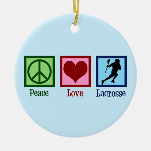 Peace Love Lacrosse Kerstmis Keramisch Ornament (Voorkant)