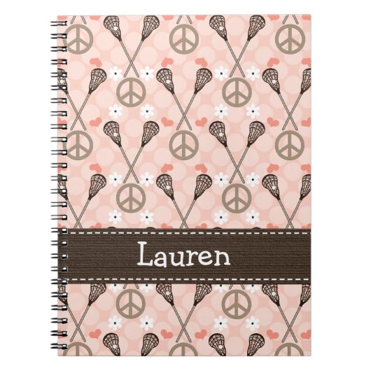 Peace Love Lacrosse Lax Spiral Notitieboek Journal (Voorkant)