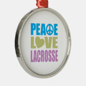 Peace Love Lacrosse Metalen Ornament (Rechts)