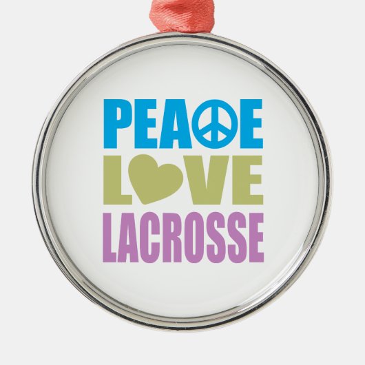 Peace Love Lacrosse Metalen Ornament (Voorkant)