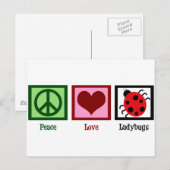 Peace Love Ladybugs Briefkaart (Voorkant / Achterkant)