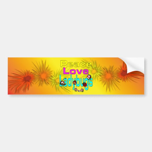 Peace Love Ladybugs Bumpersticker (Voorkant)