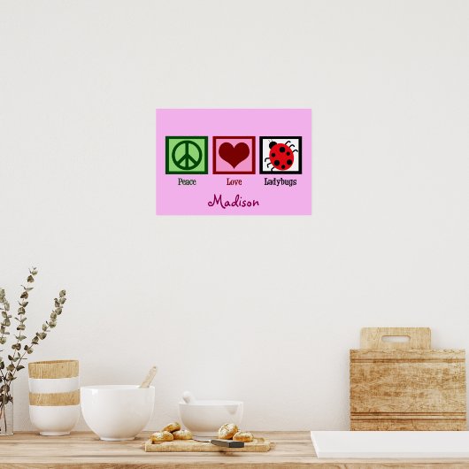 Peace Love Ladybugs Poster (Keuken)
