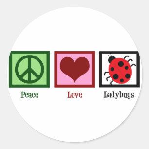 Peace Love Ladybugs Ronde Sticker