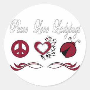 Peace Love Ladybugs Ronde Sticker