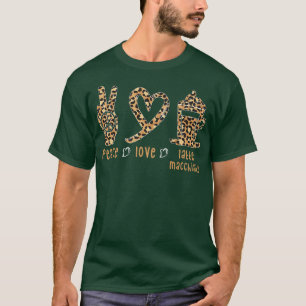 Peace Love Latent Macchiato Cute Leopard Print Cof T-shirt