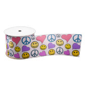 Peace Love Laugh Cute Satijnen Lint (Spoel)
