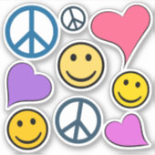Peace Love Laugh Cute Sticker (Voorkant)
