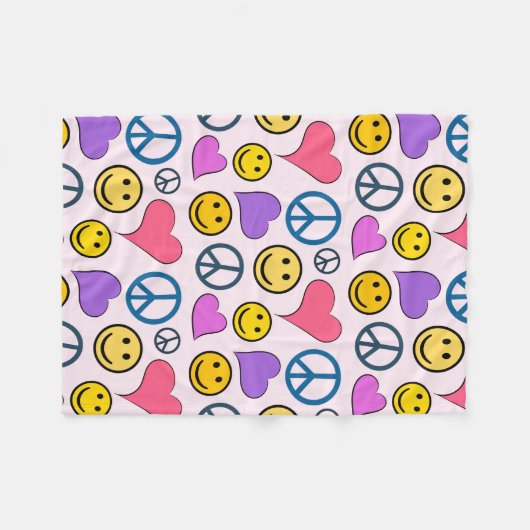 Peace Love Laugh Pattern Fleece Deken (Voorkant (Horizontaal))