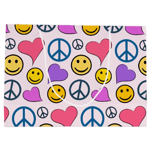 Peace Love Laugh Pattern Groot Cadeauzakje (Achterkant)