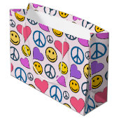 Peace Love Laugh Pattern Groot Cadeauzakje (Achterkant Gekanteld)