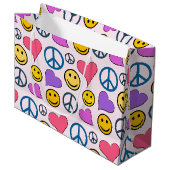 Peace Love Laugh Pattern Groot Cadeauzakje (Voorkant Gekanteld)