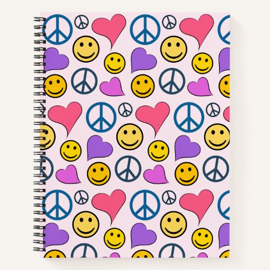 Peace Love Laugh Pattern Notitieboek (Voorkant)