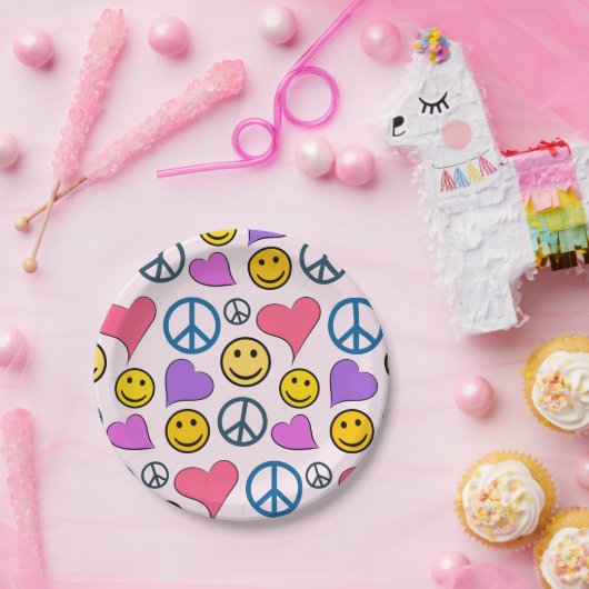 Peace Love Laugh Pattern Papieren Bordje (Feest)