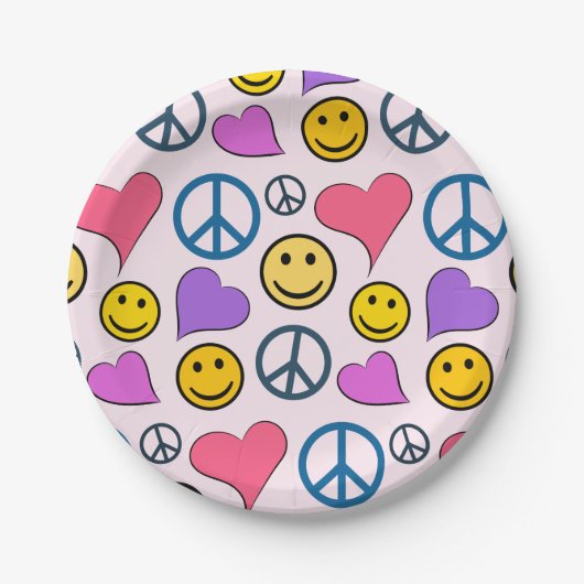 Peace Love Laugh Pattern Papieren Bordje (Voorkant)
