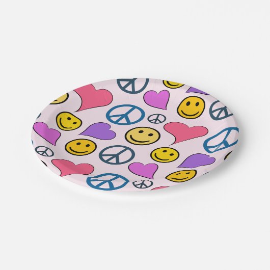 Peace Love Laugh Pattern Papieren Bordje (Gekanteld)