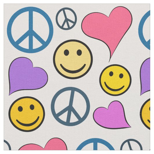 Peace Love Laugh Pattern Stof (Close Up)