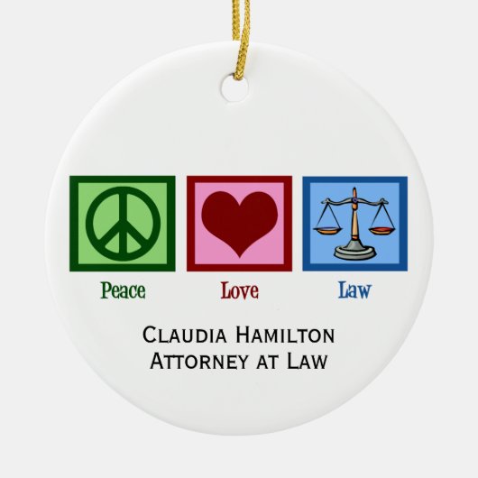 Peace Love Law School Custom Afstuderen Gift Keramisch Ornament (Voorkant)
