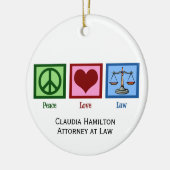 Peace Love Law School Custom Afstuderen Gift Keramisch Ornament (Links)