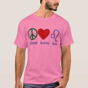 Peace Love Leo Astrologisch design T-shirt