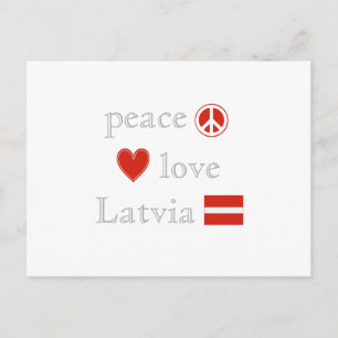 Peace Love Letland Heart en Letse vlag Briefkaart