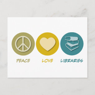 Peace Love Libraries Briefkaart