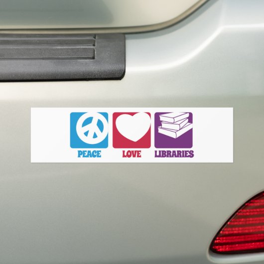 Peace Love Libraries Bumpersticker (Op auto)
