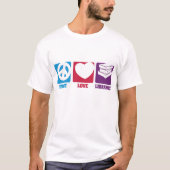 Peace Love Libraries Tshirt (Voorkant)
