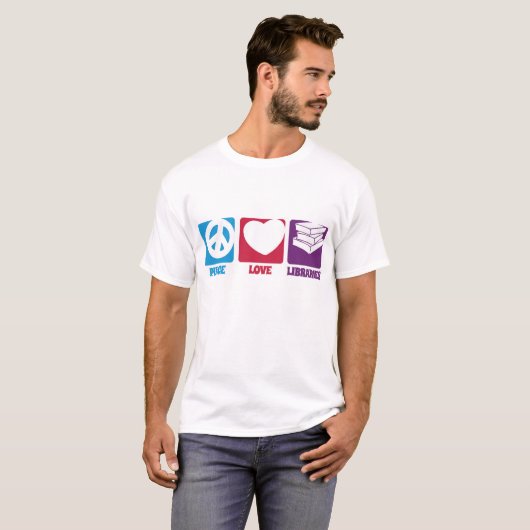 Peace Love Libraries Tshirt (Voorkant volledig)