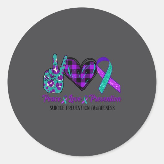 Peace Love Life Suicide Awareness Womens Semi Colo Ronde Sticker (Voorkant)